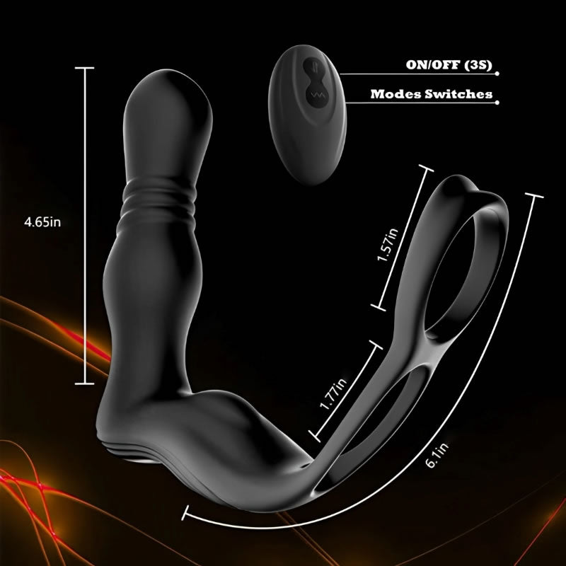 THOR 3 Thrusting 10 Vibrating Dual Cock Rings Prostate Massager