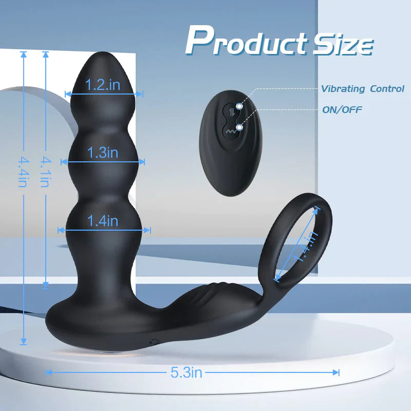 Torne 3 Progressive Beads Low Noise 10 Vibrating Prostate Massager Butt Plug with Cock Ring