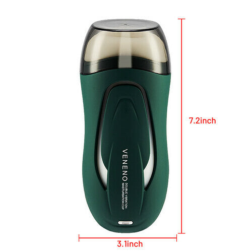 Dark-Green 10 Vibrating Manual sucking Heating Masturbation Cup