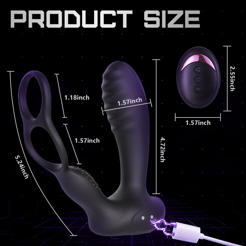 10 Vibrations Heating Function Remote Control Anal Plug with Dual Cock