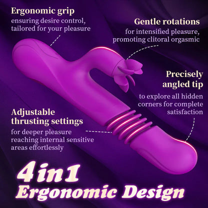 Aiya - 7 Rotating 3 Vibration Telescopic Heating Vibrator for Clitoral and G-spot Stimulation