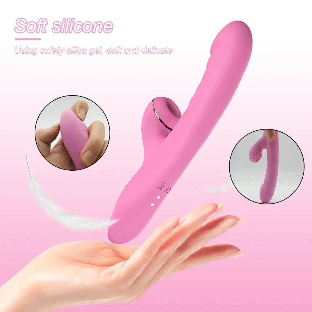 Smart Heating Vibrating Dildo with Clitral Sucking Stimulator