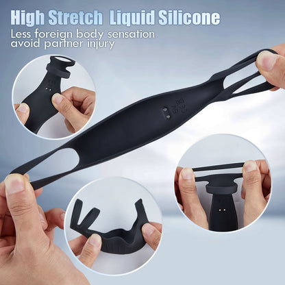 SemenSentry - 9 Vibrating Cock Ring and Penis Sleeve 2 IN 1 Male Vibrator for Couples