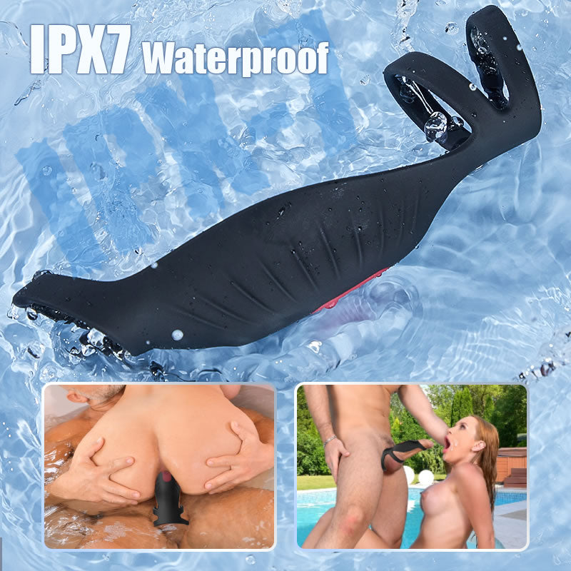 SemenSentry - 9 Vibrating Cock Ring and Penis Sleeve 2 IN 1 Male Vibrator for Couples