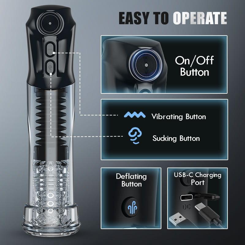 Cupsland 7 Vibrating 3 Sucking Enhance Erection and Masturbation 2 in 1 Penis Pump