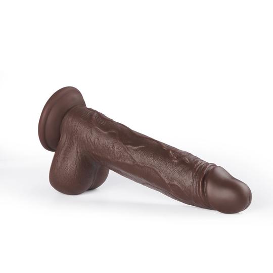 8.7-Inch Remote Control 3-Speed 9-Frequency 3 functions Dildo in Dark Brown