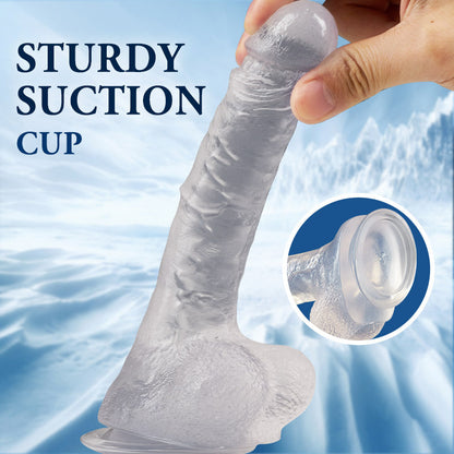 Acmejoy-Manual Transparent 7.4 in Suction Cup Large Dildo