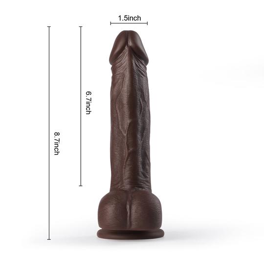 8.7-Inch Remote Control 3-Speed 9-Frequency 3 functions Dildo in Dark Brown
