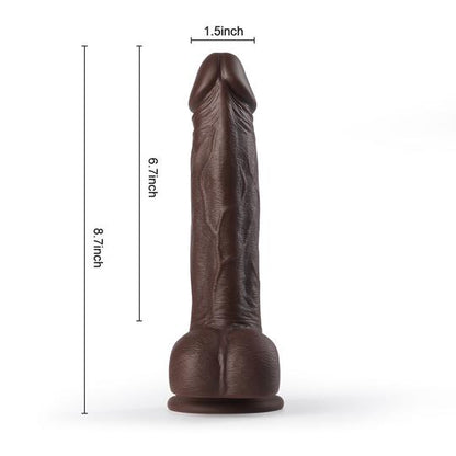 8.7-Inch Remote Control 3-Speed 9-Frequency 3 functions Dildo in Dark Brown