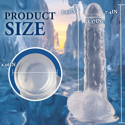 Acmejoy-Manual Transparent 7.4 in Suction Cup Large Dildo