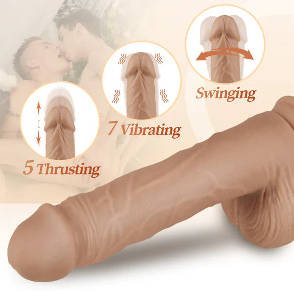 KING Bendable Glans Longer 10.24 Inch 5 Telescoping 7 Vibrating Swinging Lifelike Huge Dildo