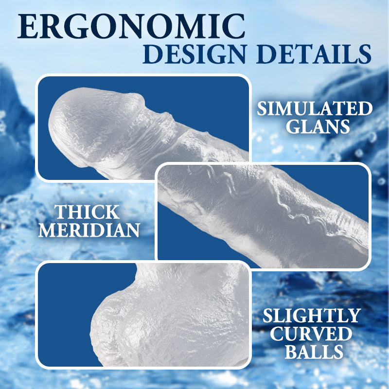 Acmejoy-Manual Transparent 7.4 in Suction Cup Large Dildo