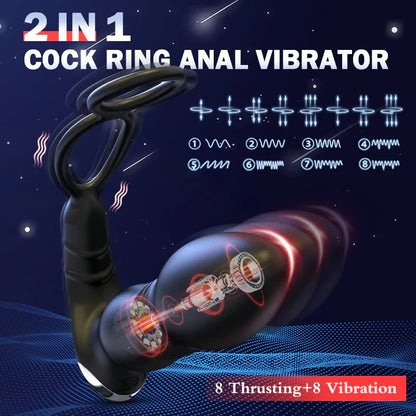 Lustytime 2 In 1 8 Thrusting 8 Vibration Cock Ring Anal Vibrator