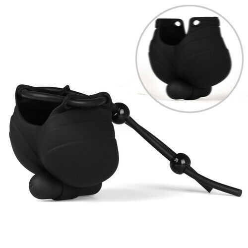 Soft Silicone 10-Speeds Vibration Scrotum Cap Cock Ring