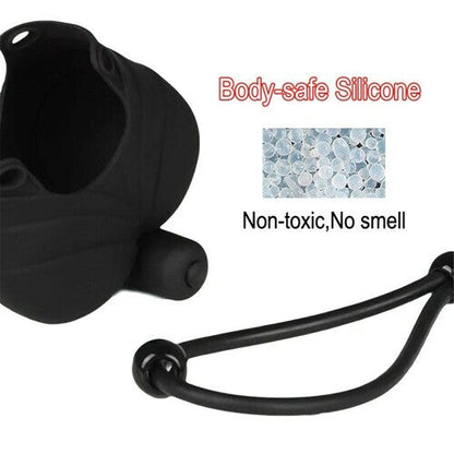 Soft Silicone 10-Speeds Vibration Scrotum Cap Cock Ring