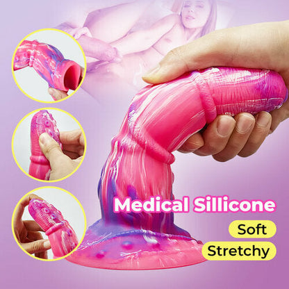 Leo 8 Inch Monster Silicone Rainbow Dildo with Suction Cup