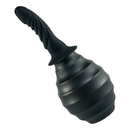 AcmeJoy Black Curved Tip Ribbed Bulb Anal Douche