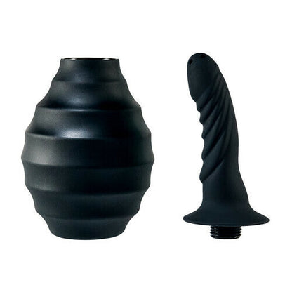 AcmeJoy Black Curved Tip Ribbed Bulb Anal Douche