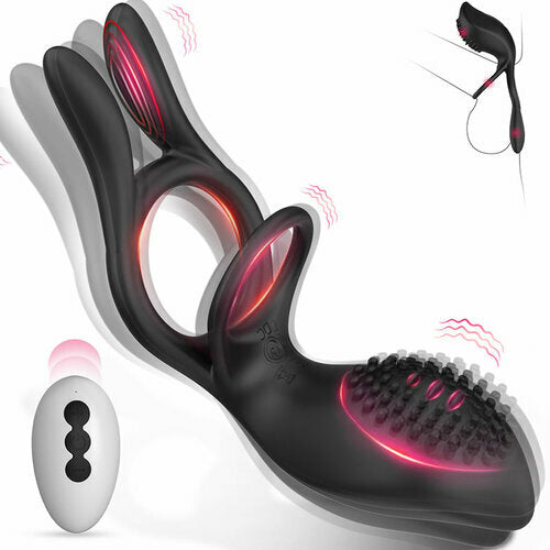 AcmeJoy 10 Vibrating Remote Control Rabbit Cock Ring