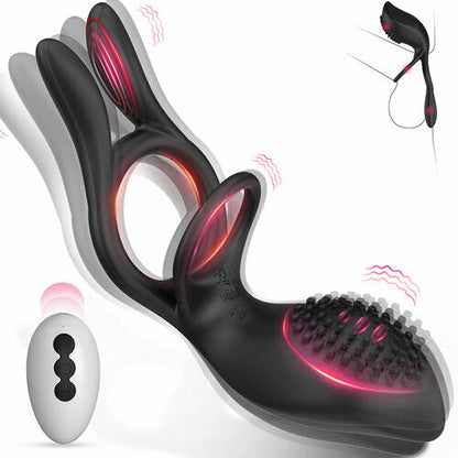 AcmeJoy 10 Vibrating Remote Control Rabbit Cock Ring
