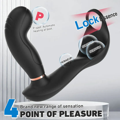 Bill 7X7 Vibrating & Pulsating Balls& Heating Teasing Butt Plug with Cock Ring