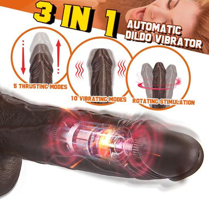 8.7-Inch Remote Control 3-Speed 9-Frequency 3 functions Dildo in Dark Brown