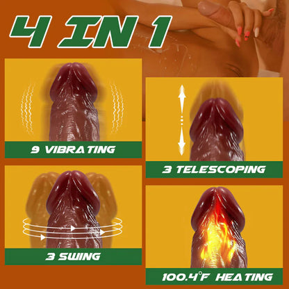 Wald Vibrating 3 Telescoping Swinging Lifelike Dildo Vibrator 8.86 INCH