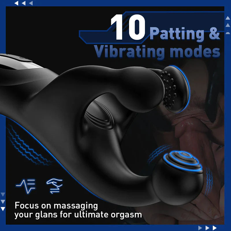 KRANICH 10 Patting & 10 Vibrating Male Vibrating Glans Trainer Stimulator