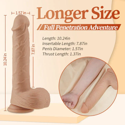 KING Bendable Glans Longer 10.24 Inch 5 Telescoping 7 Vibrating Swinging Lifelike Huge Dildo