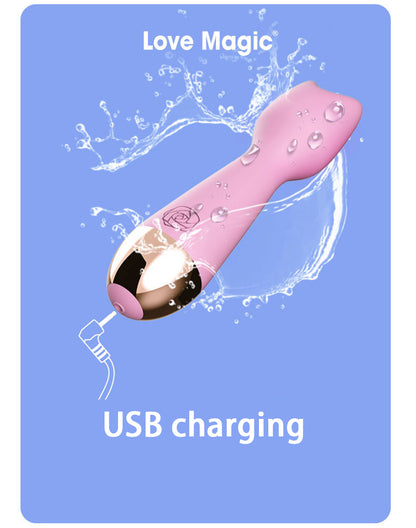 Cute Cat Head Vibrating Stick 10 Frequency Mini Small Massage Stick Charging Waterproof Kawaii Av Stick For Girls