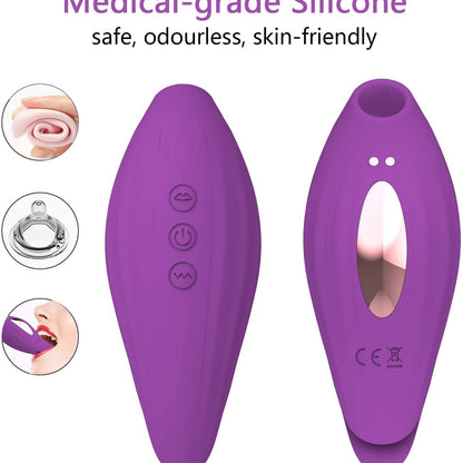 Clitoral Sucking Licking Vibrator with 10 Powerful Vibrations 5 Intensity Suctions, 2 in 1 Waterproof Clit Sucker Nipple Stimulator