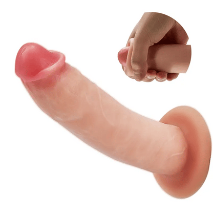 Dva Fully Foreskin 10 Vibrations 7 Adjustable Frequencies Dildo with Suction Cup Base 7.36 Inches
