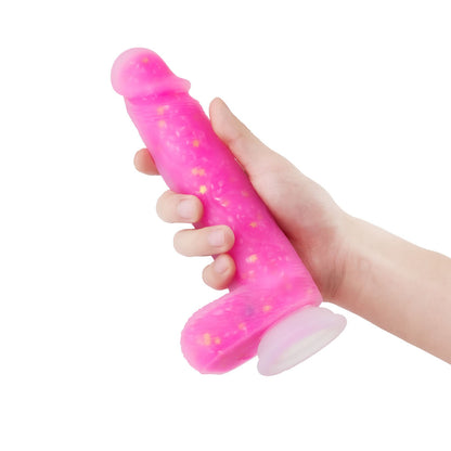 8.7-Inch Pink Glitter Remote Control Vibrating Dildo