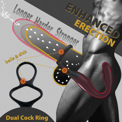 REYER Wearable Prostate Massager 10 Quiet Vibrations  Dual Cock Ring