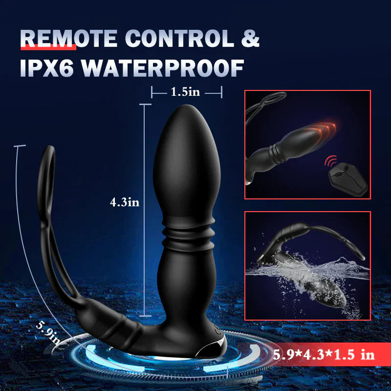 Lustytime 2 In 1 8 Thrusting 8 Vibration Cock Ring Anal Vibrator
