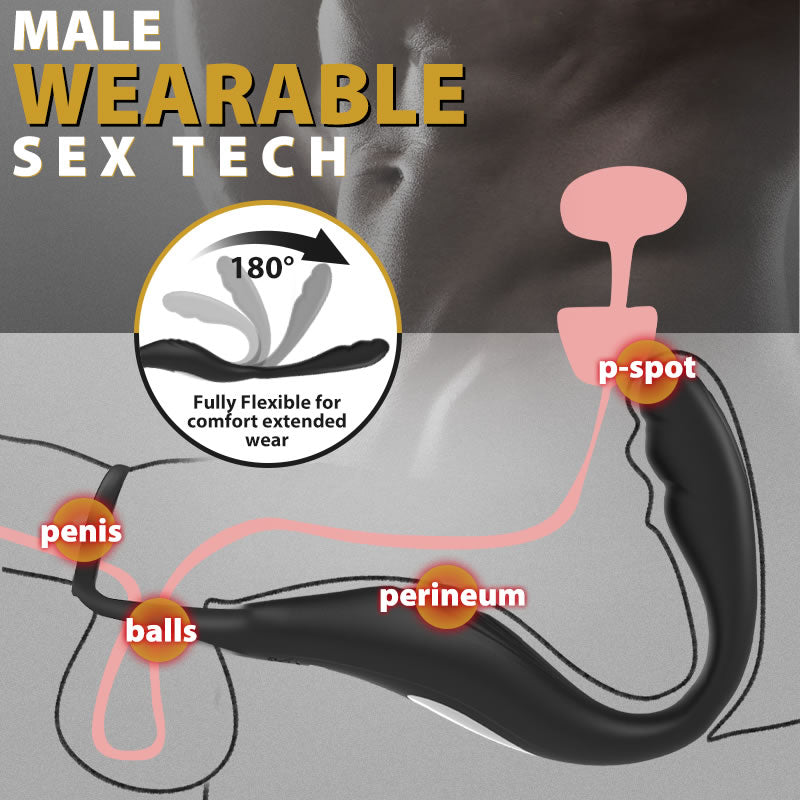 REYER Wearable Prostate Massager 10 Quiet Vibrations  Dual Cock Ring