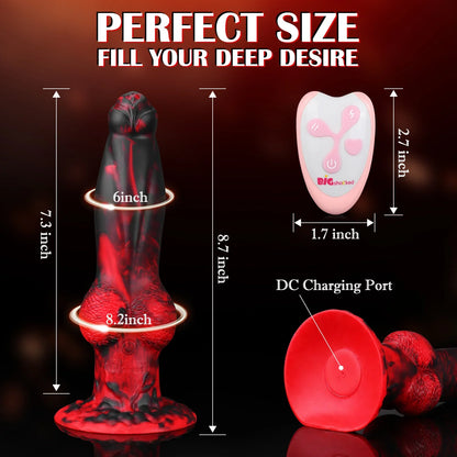 8.8 Inch Thrusting Vibrating Fantasy Knot Dildo -Black