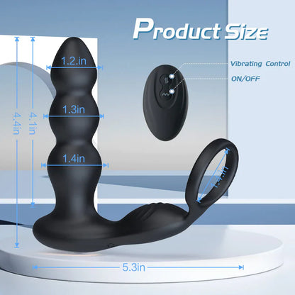 Torne 3 Progressive Beads Low Noise 10 Vibrating Prostate Massager Butt Plug with Cock Ring