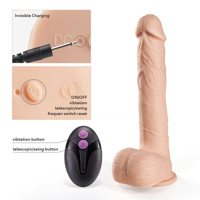 KING 10.24 Inch 5 Telescoping 7 Vibrating Swing Huge Dildo