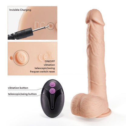 KING 10.24 Inch 5 Telescoping 7 Vibrating Swing Huge Dildo