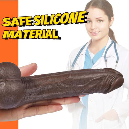 8.7-Inch Remote Control 3-Speed 9-Frequency 3 functions Dildo in Dark Brown