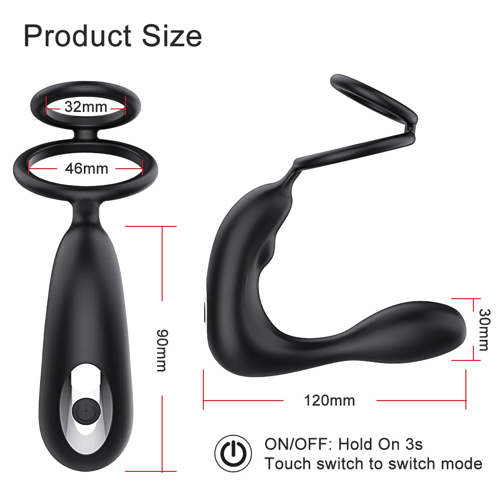 APP Control Thrusting Vibrating Prostate Massager Cock Ring with Rasied Dots