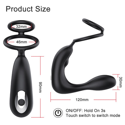 APP Control Thrusting Vibrating Prostate Massager Cock Ring with Rasied Dots