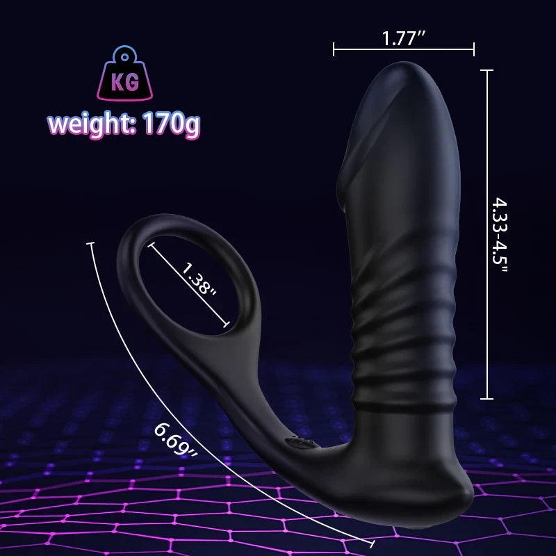Moore - 10 Thrilling Vibration 3 Thrusting Silicone Remote Control Cock Ring Anal Vibrator