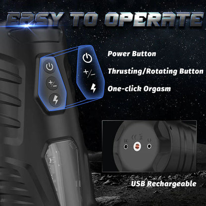 Adam-7 Thrusting & Rotating Modes with Strong Suction Cup for Penis Stimulation Male Masturbator Cup