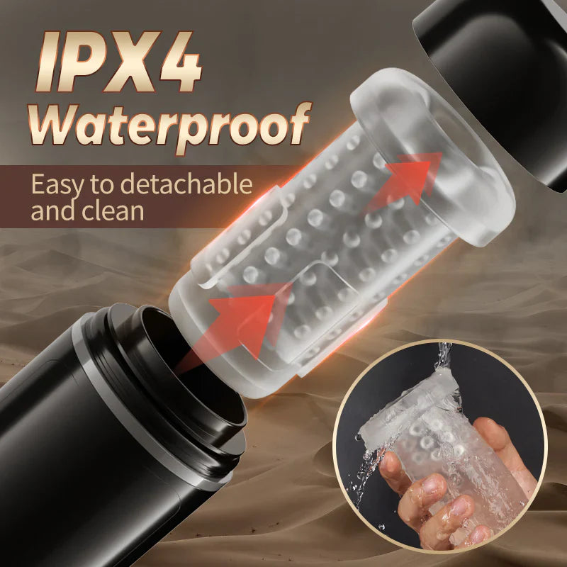 7 Telescoping 7 Spinning Effortless Fun Masturbation Cup with Suction Base