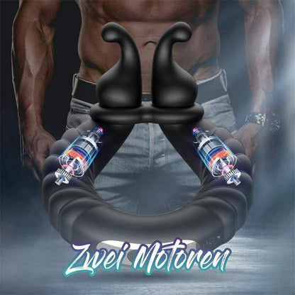 Vibrating Dual Penis Ring, Dildo Vibrator Stretchy Cock Ring Longer Ha