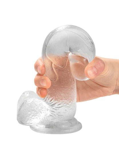 قضيب اصطناعي واقعي شفاف ذو قاعدة شفط قوية ومرن بطول 7 بوصات