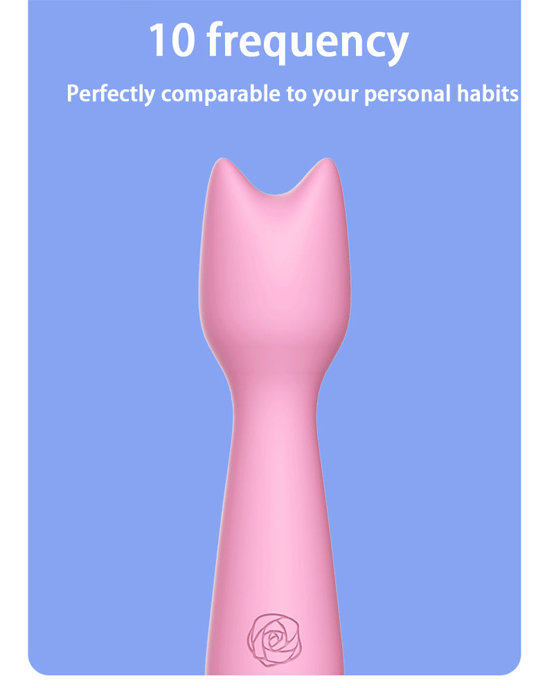 Cute Cat Head Vibrating Stick 10 Frequency Mini Small Massage Stick Charging Waterproof Kawaii Av Stick For Girls