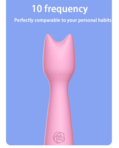 Cute Cat Head Vibrating Stick 10 Frequency Mini Small Massage Stick Charging Waterproof Kawaii Av Stick For Girls